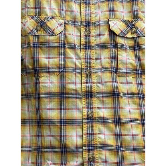 Duluth Trading Co Mens Short Sleeve Yellow Plaid Button Down Shirt Size Large - Picture 5 of 7